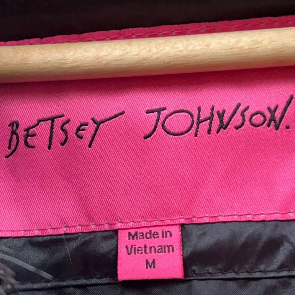 Betsey Johnson Women's M Black Puffer Coat Faux Fur Collar Warm Winter Jacket - Picture 10 of 12